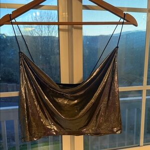 H&M Metallic Silver Ribbed Tank Top